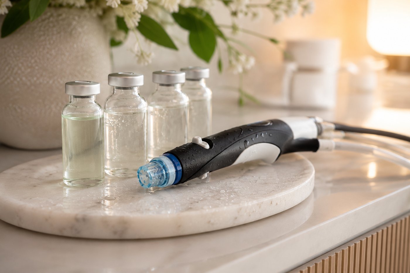 A HydraFacial treatment leaving skin clear and glowing