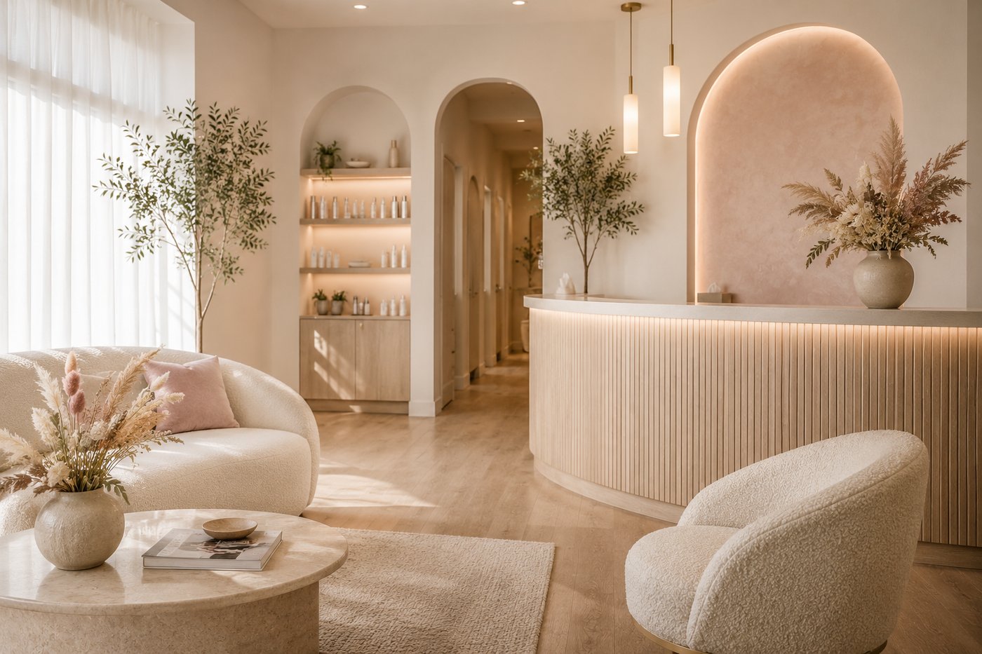 The calm, light-filled treatment suite at Glow Aesthetics Studio in Temecula