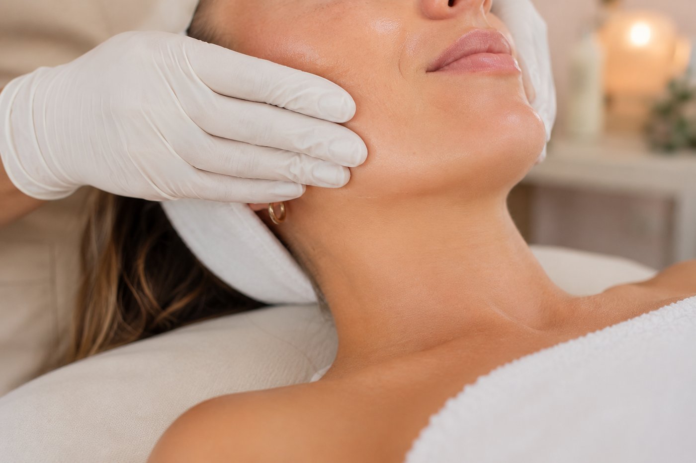 A relaxing facial treatment in progress at the studio